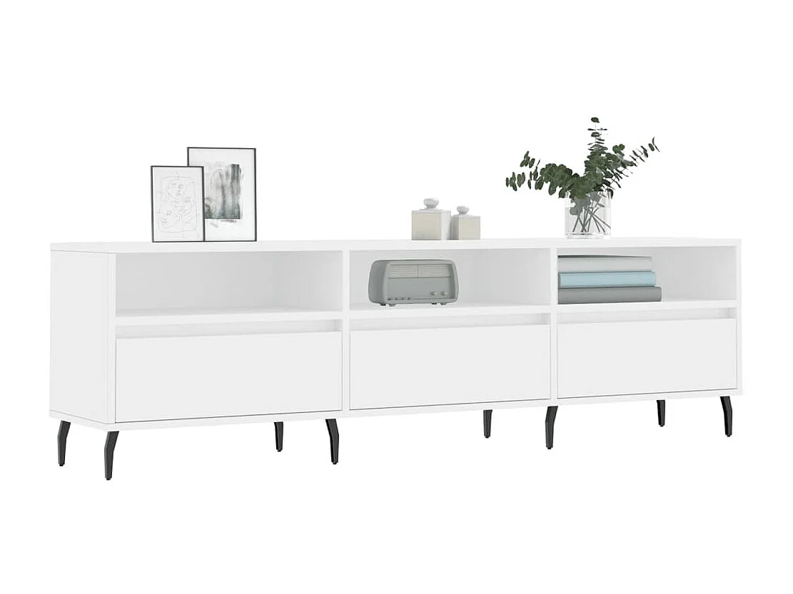 Meuble TV blanc 150x30x44,5 cm bois d'ingénierie