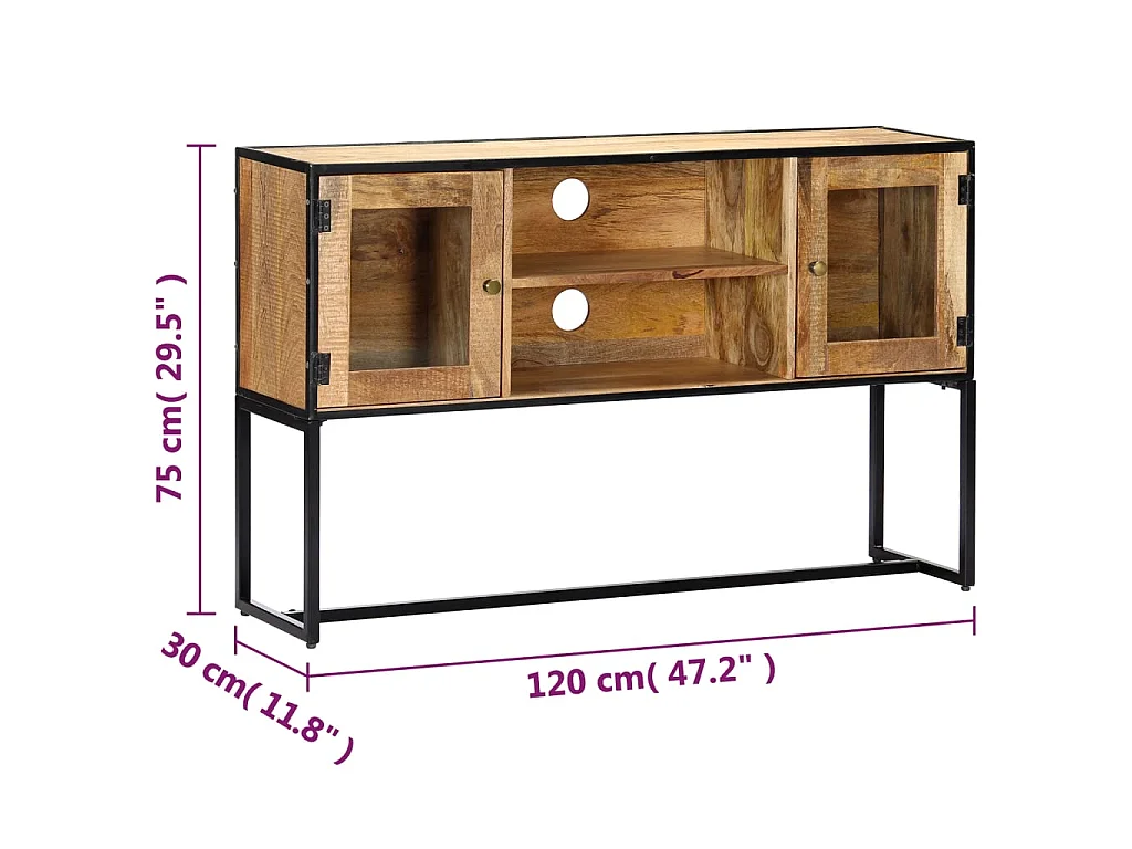 TV-Schrank 120 x 30 x 75 cm Massives Altholz