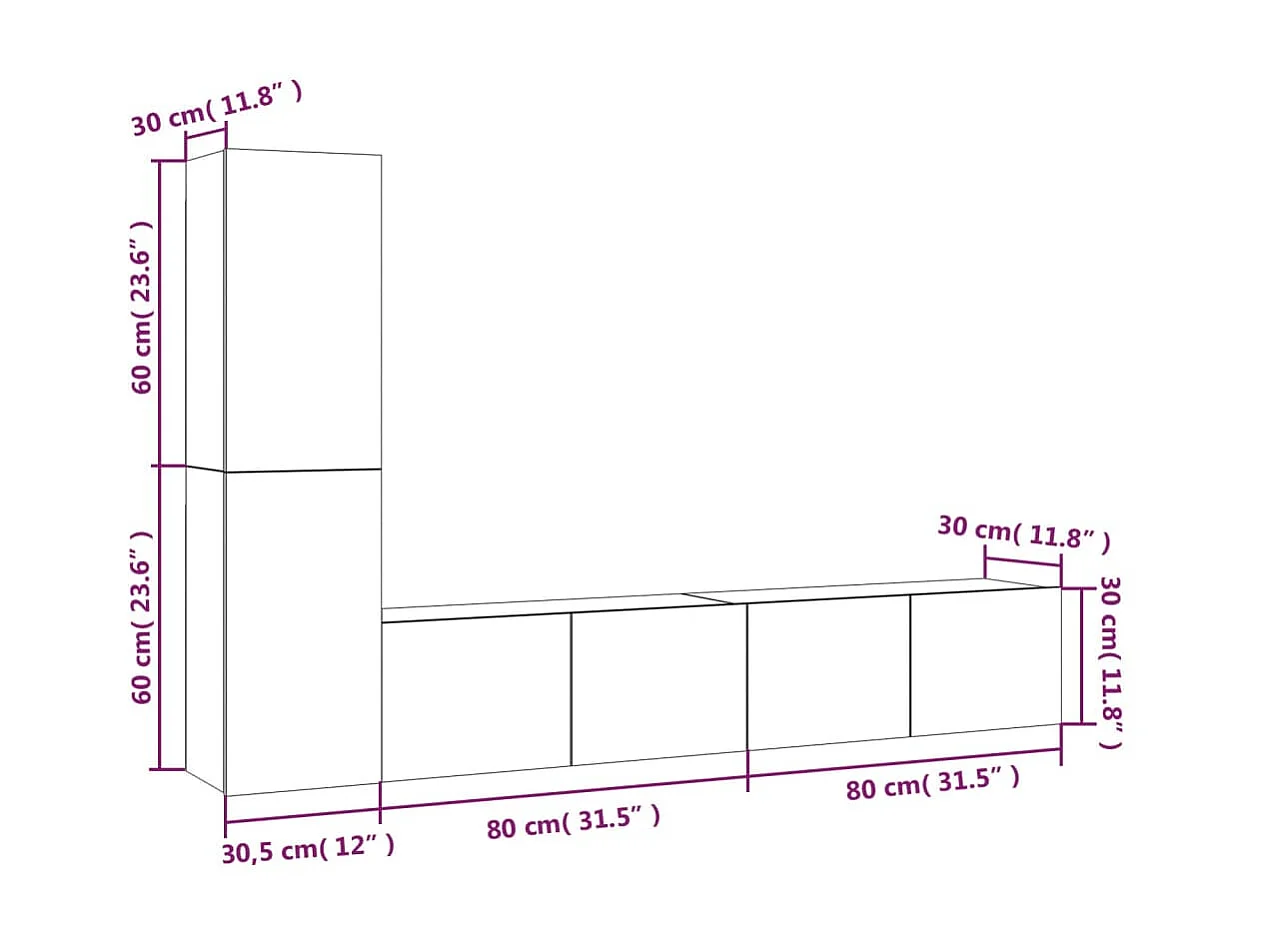 Ensemble de meubles TV 4 pcs Blanc Bois d'ingénierie
