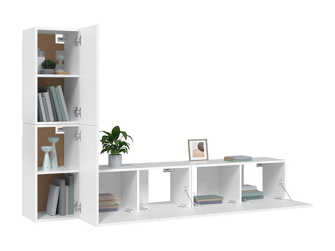 4-delige tv-meubelset wit parket