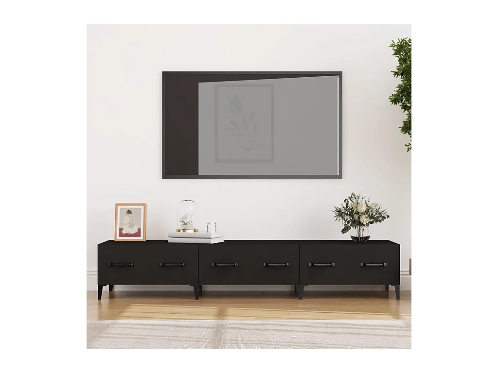 Meuble TV Noir 150x34,5x30 cm Bois d'ingénierie