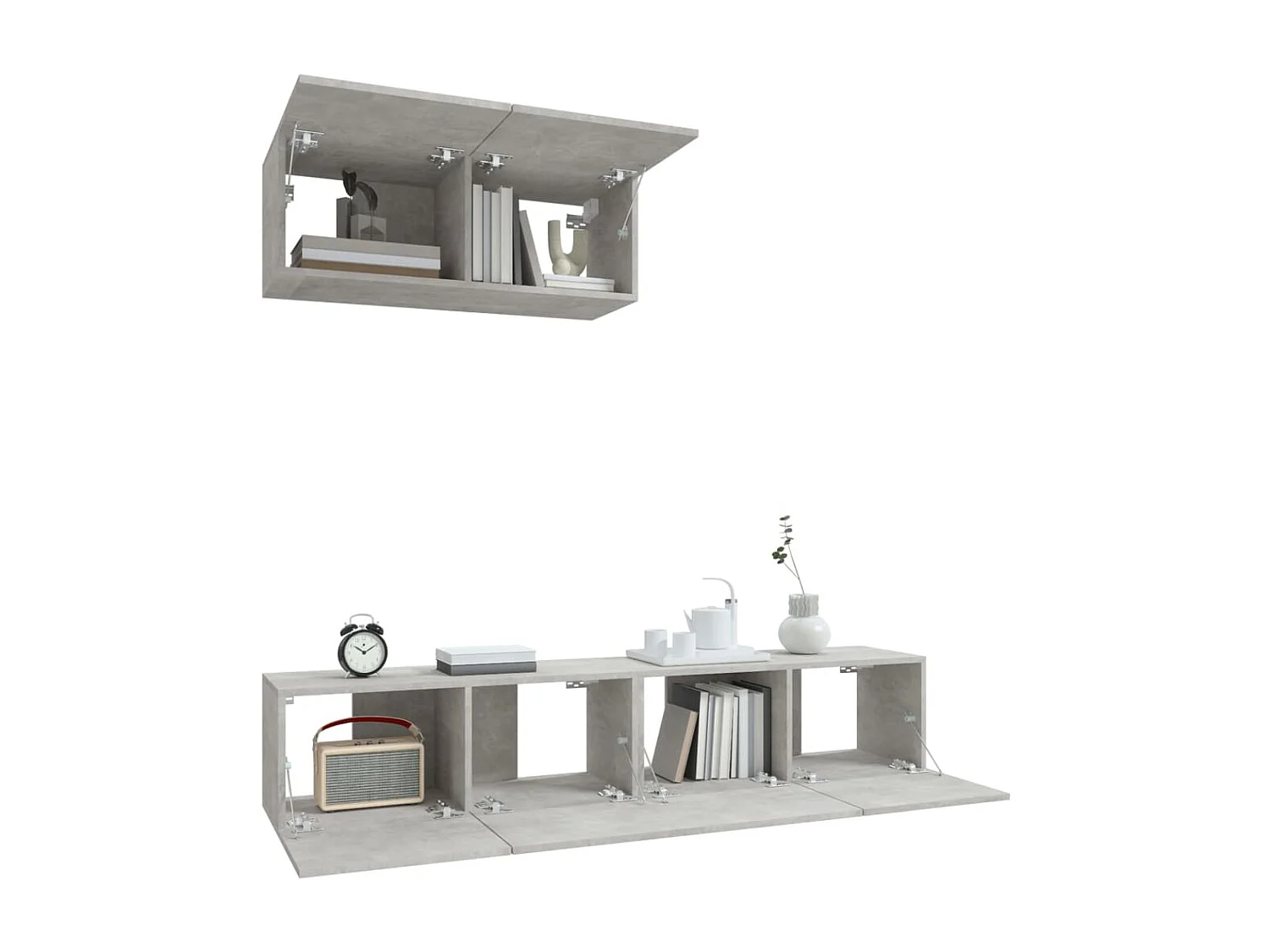 Set mobile TV 3 pezzi. Grigio cemento MDF
