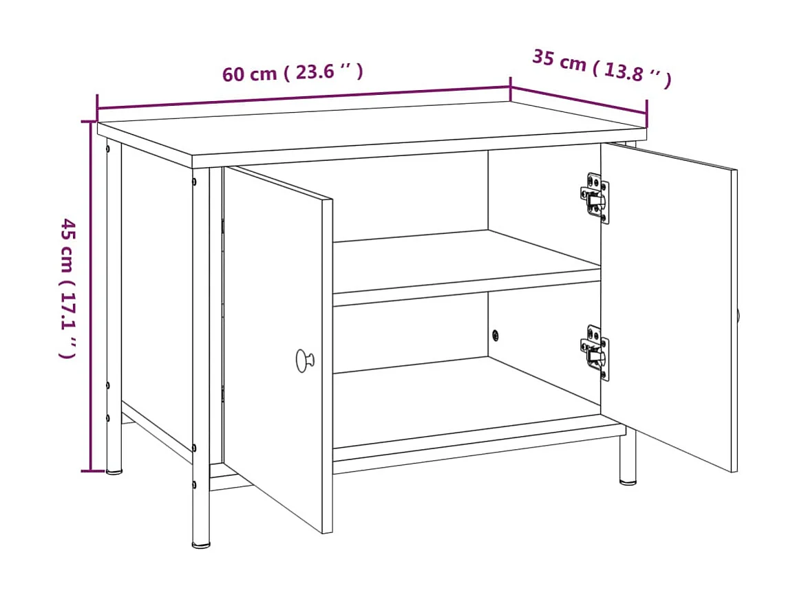 Móvel de TV com portas cinza sonoma 60x35x45 cm madeira engenharia