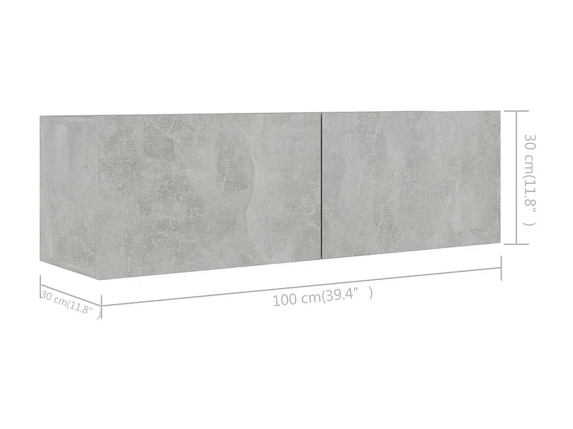 Ensemble de meuble TV 4 pcs Gris béton Aggloméré