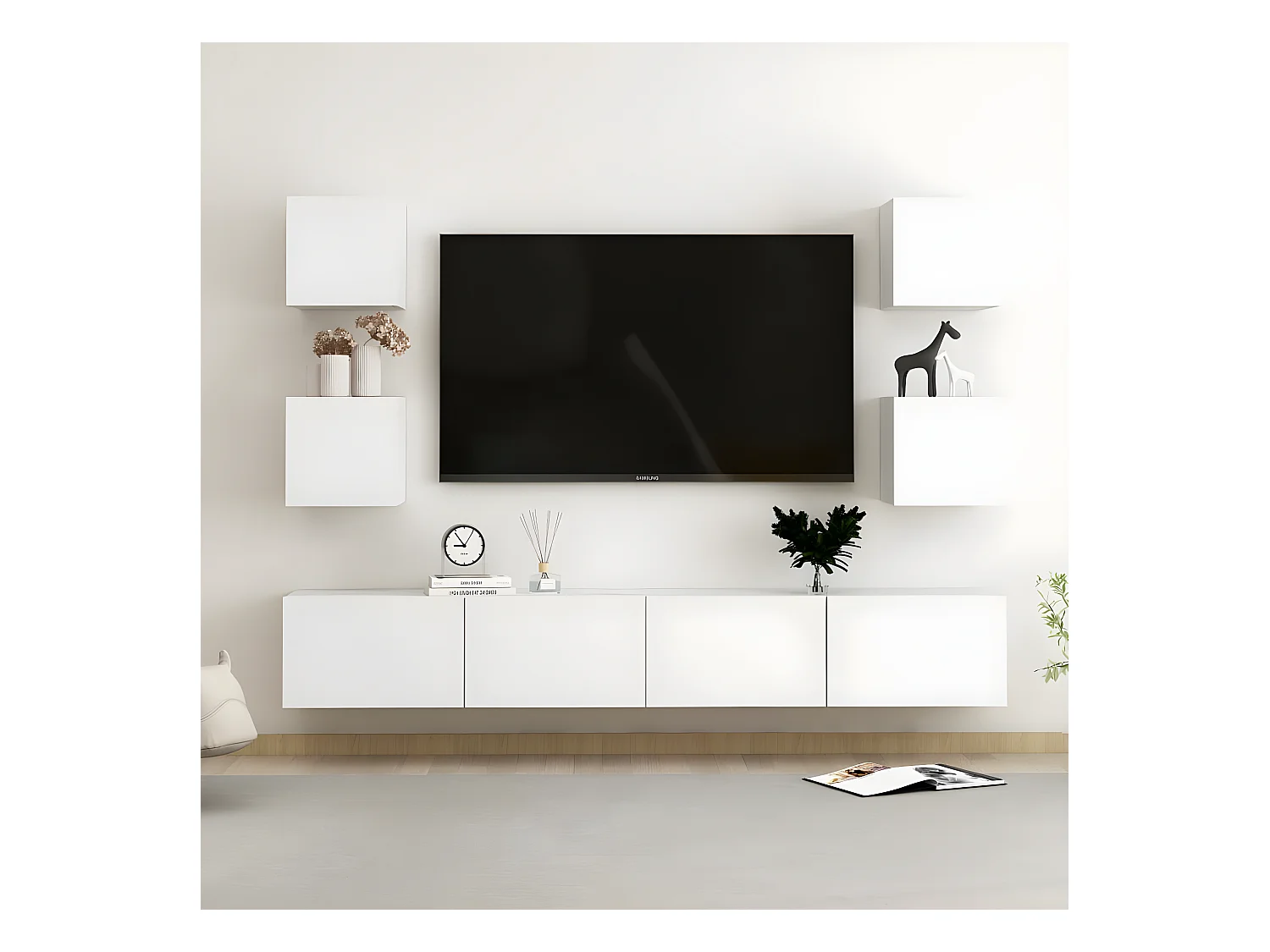 Ensemble de meubles TV 6 pcs Blanc Aggloméré