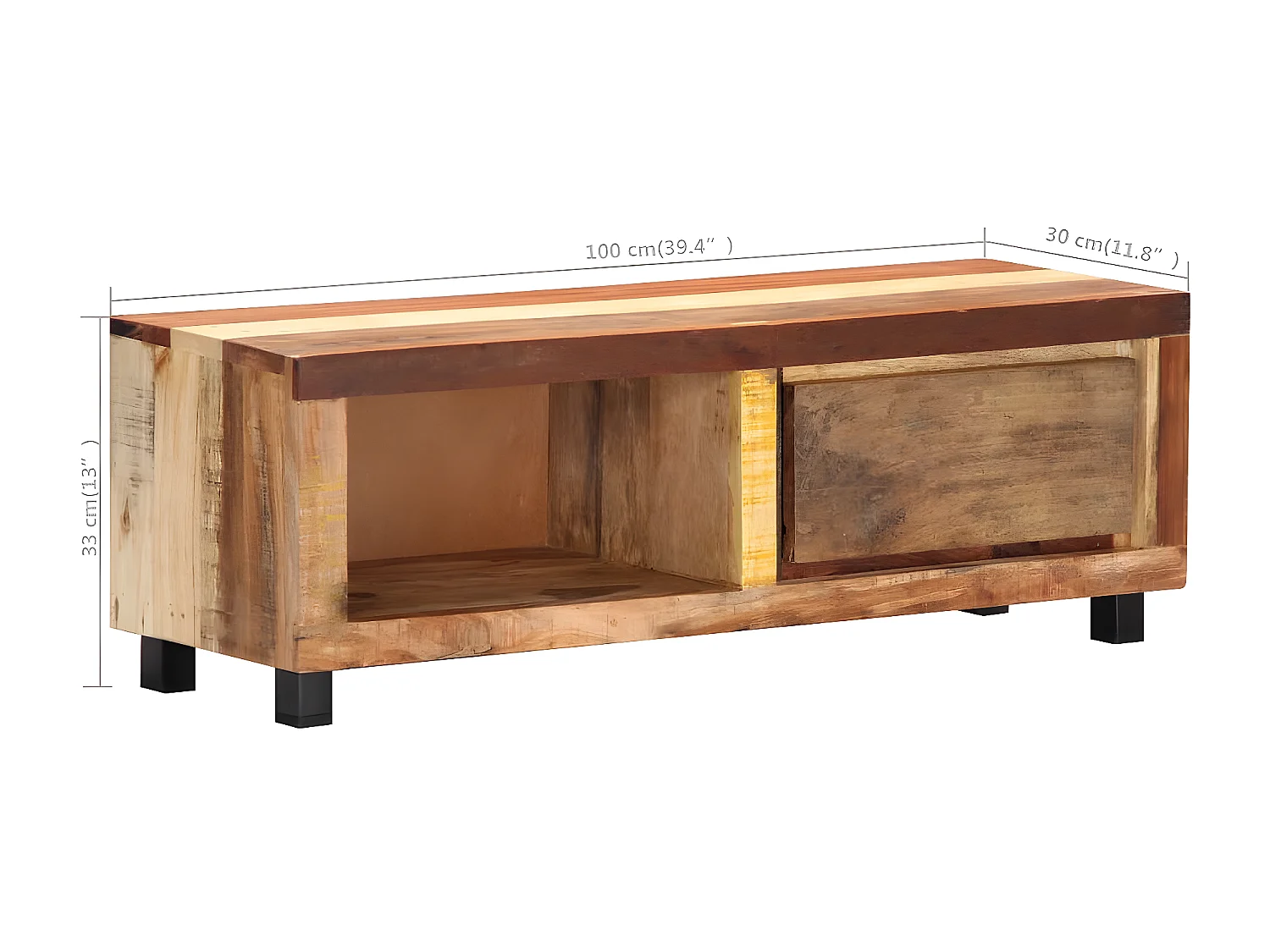 Meuble TV 100 x 30 x 33 cm Bois de récupération massif