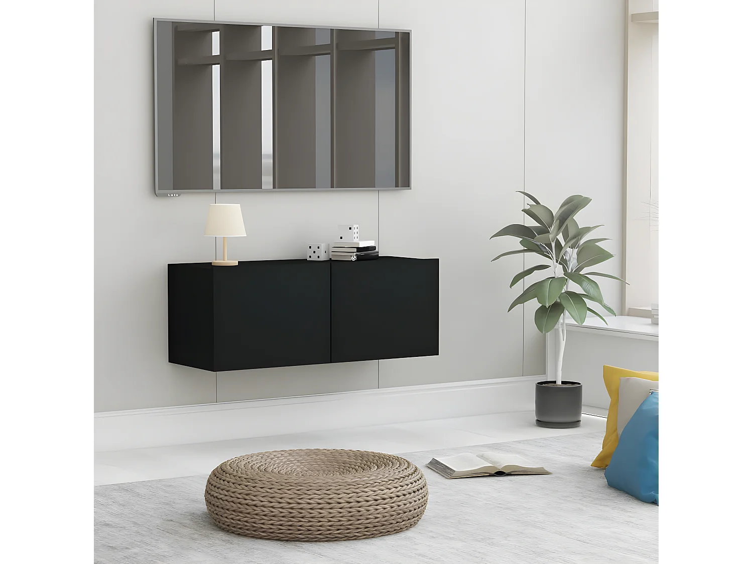 Mueble TV negro aglomerado 80x30x30 cm