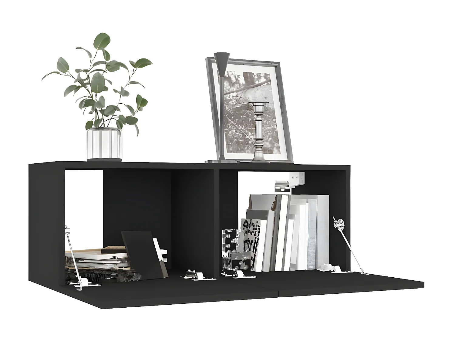 Mueble TV negro aglomerado 80x30x30 cm