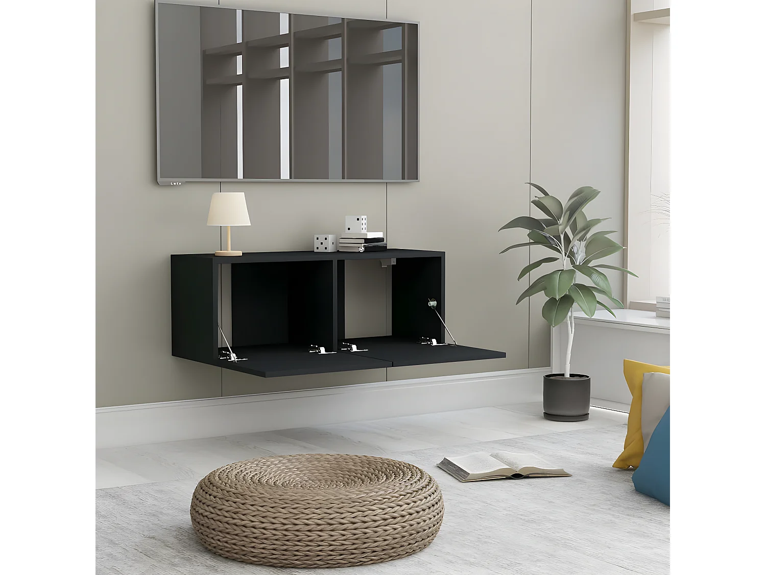 Meuble TV Noir 80x30x30 cm Aggloméré