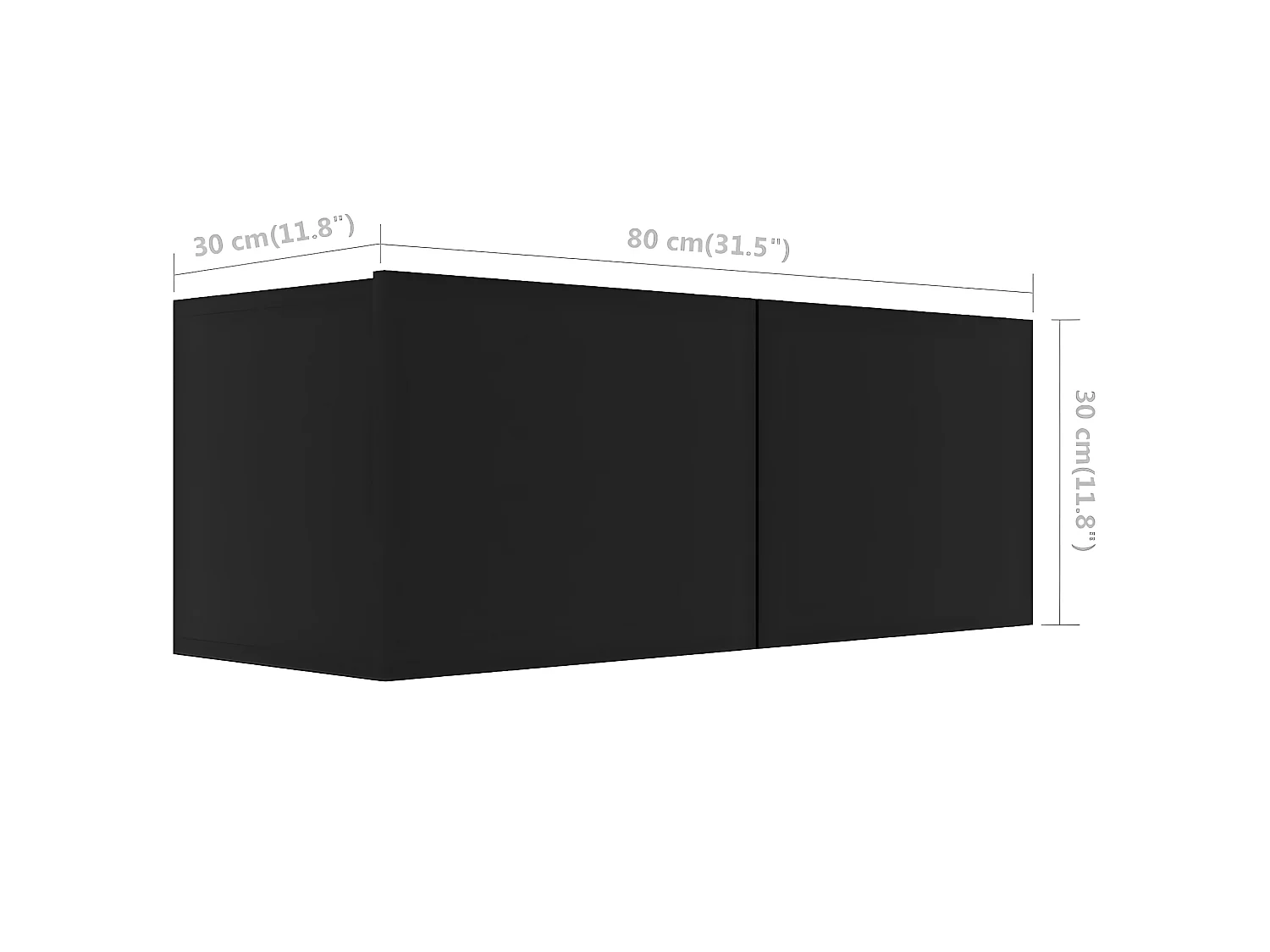 Meuble TV Noir 80x30x30 cm Aggloméré