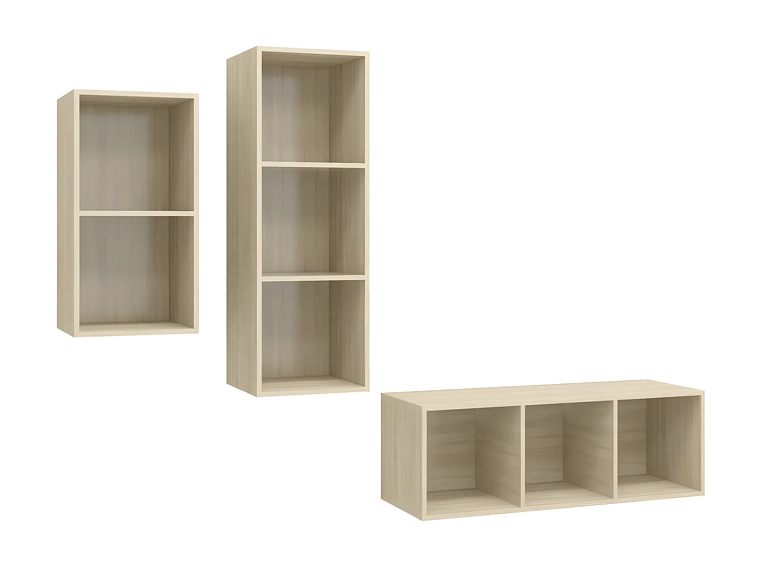 Set supporto TV da 3 pezzi in truciolare di quercia Sonoma