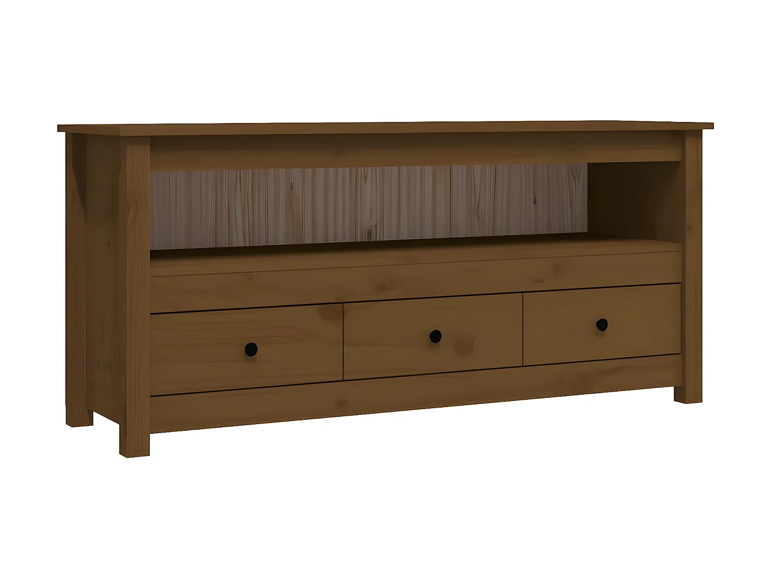 Meuble TV Marron miel 114x35x52 cm Bois de pin massif