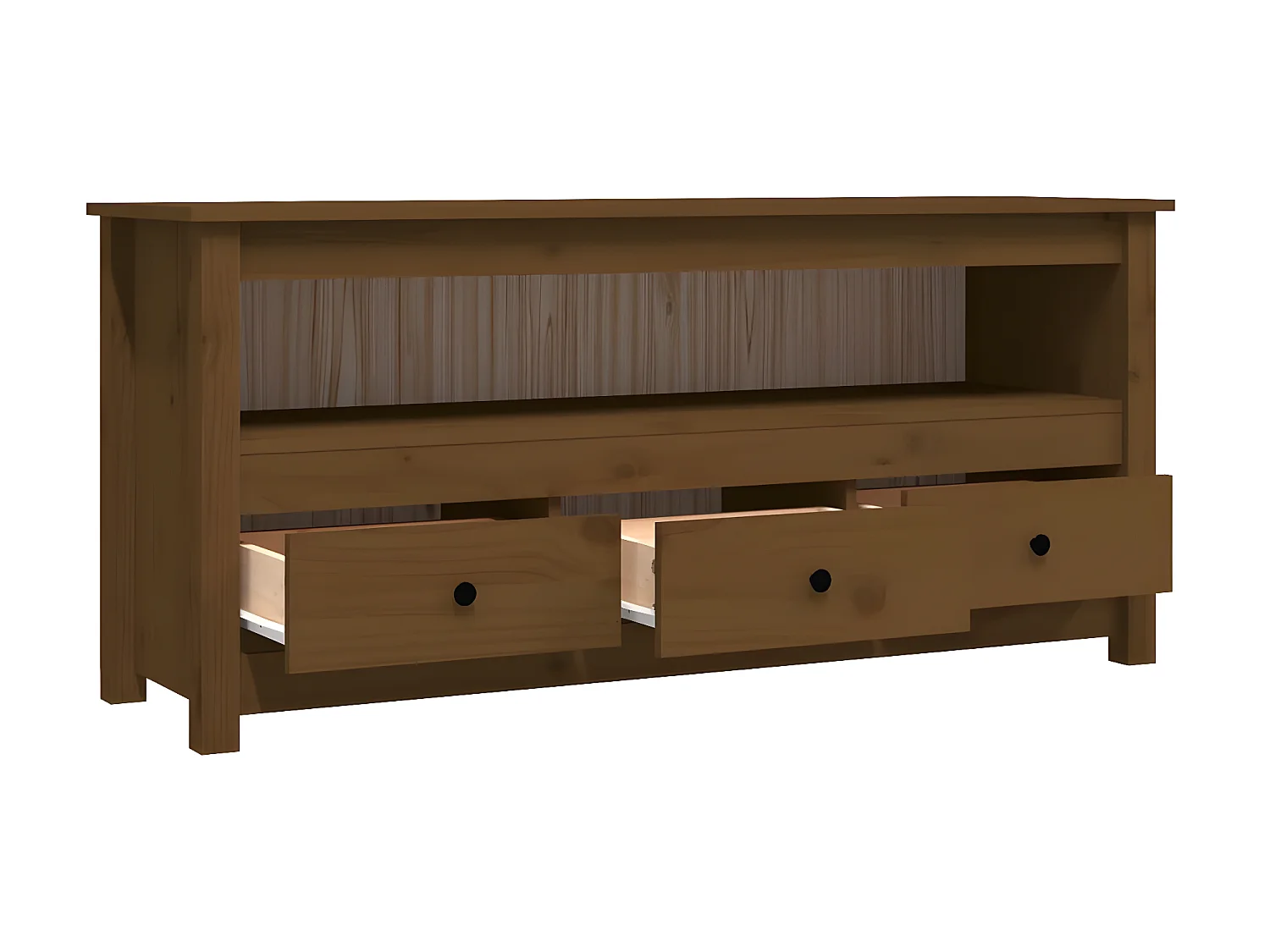 Meuble TV Marron miel 114x35x52 cm Bois de pin massif