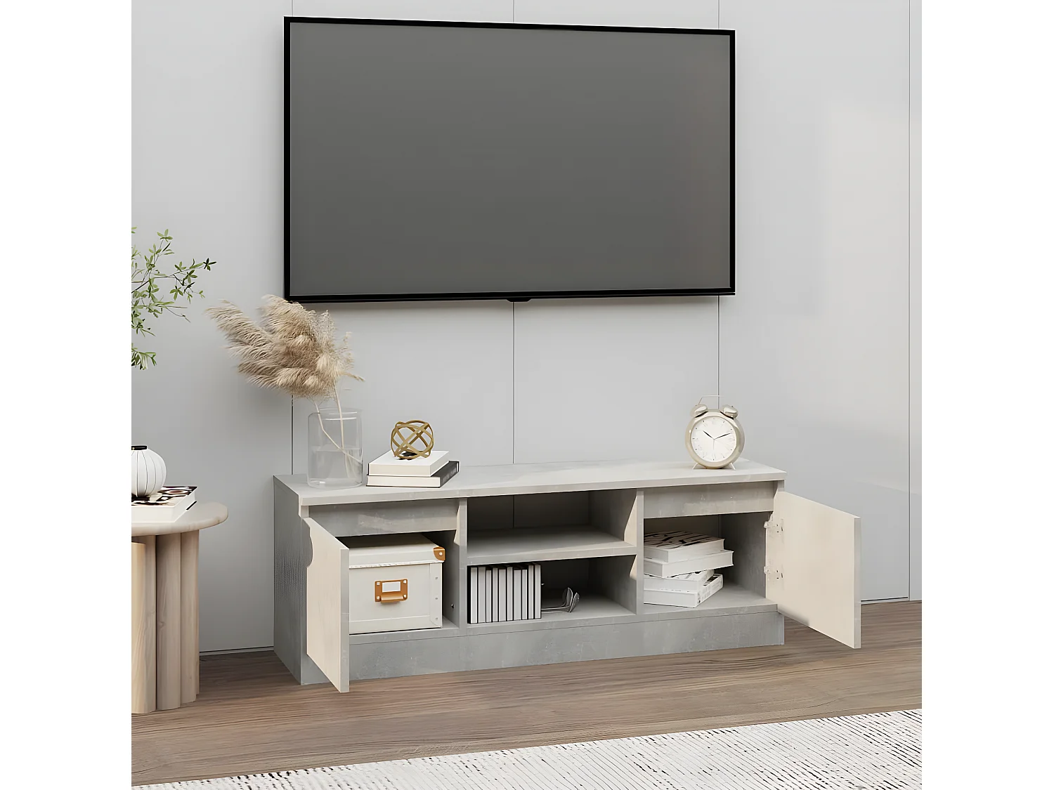 Mobile TV con anta Grigio cemento 102x30x36 cm