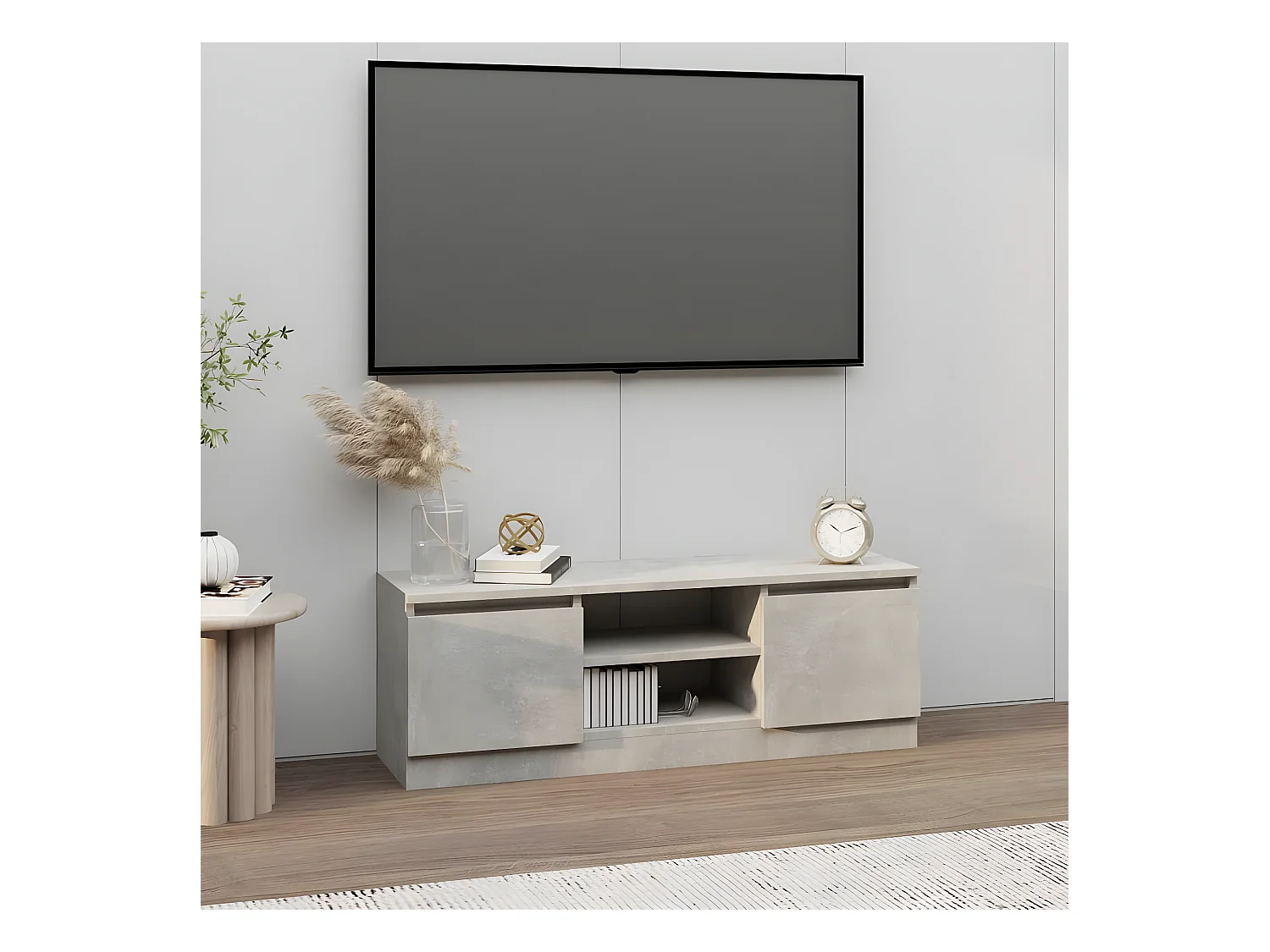TV-meubel met deur Betongrijs 102x30x36 cm
