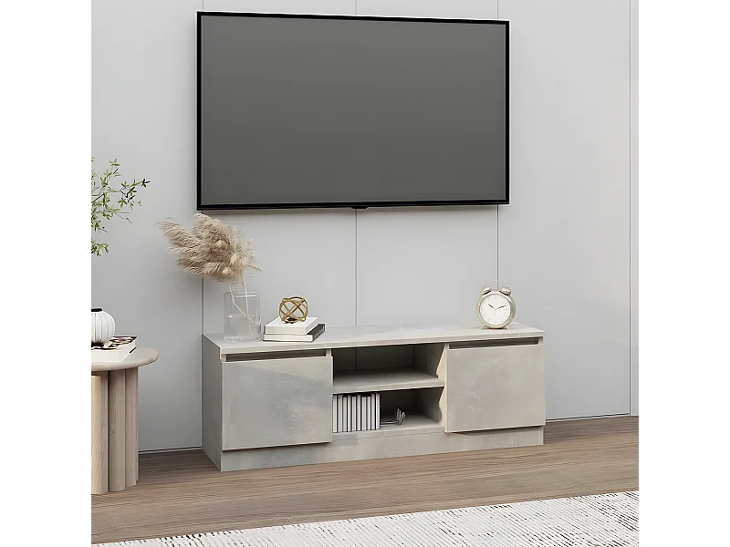 Meuble TV avec porte Gris béton 102x30x36 cm