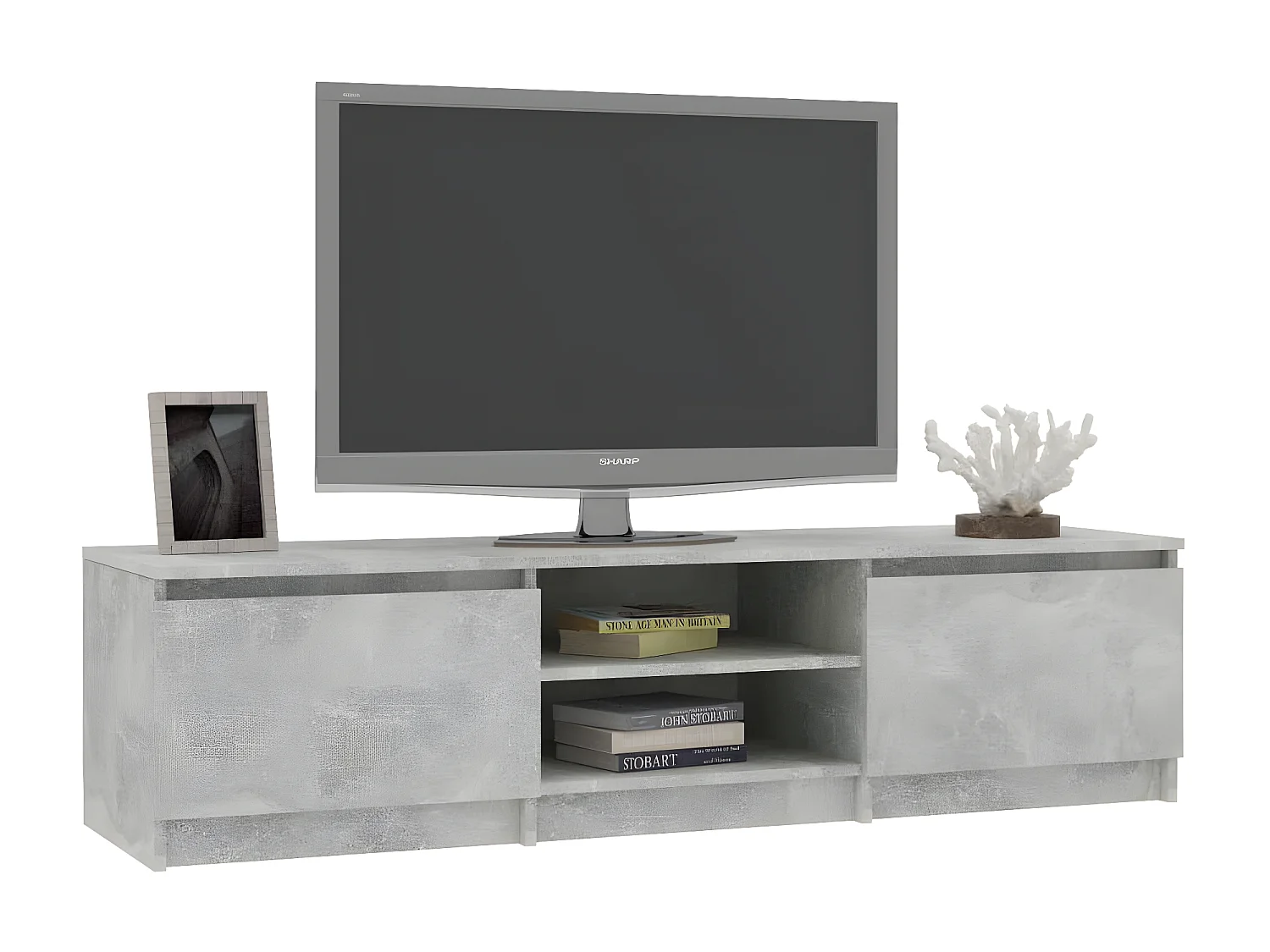 Meuble TV Gris béton 140x40x35,5 cm Aggloméré