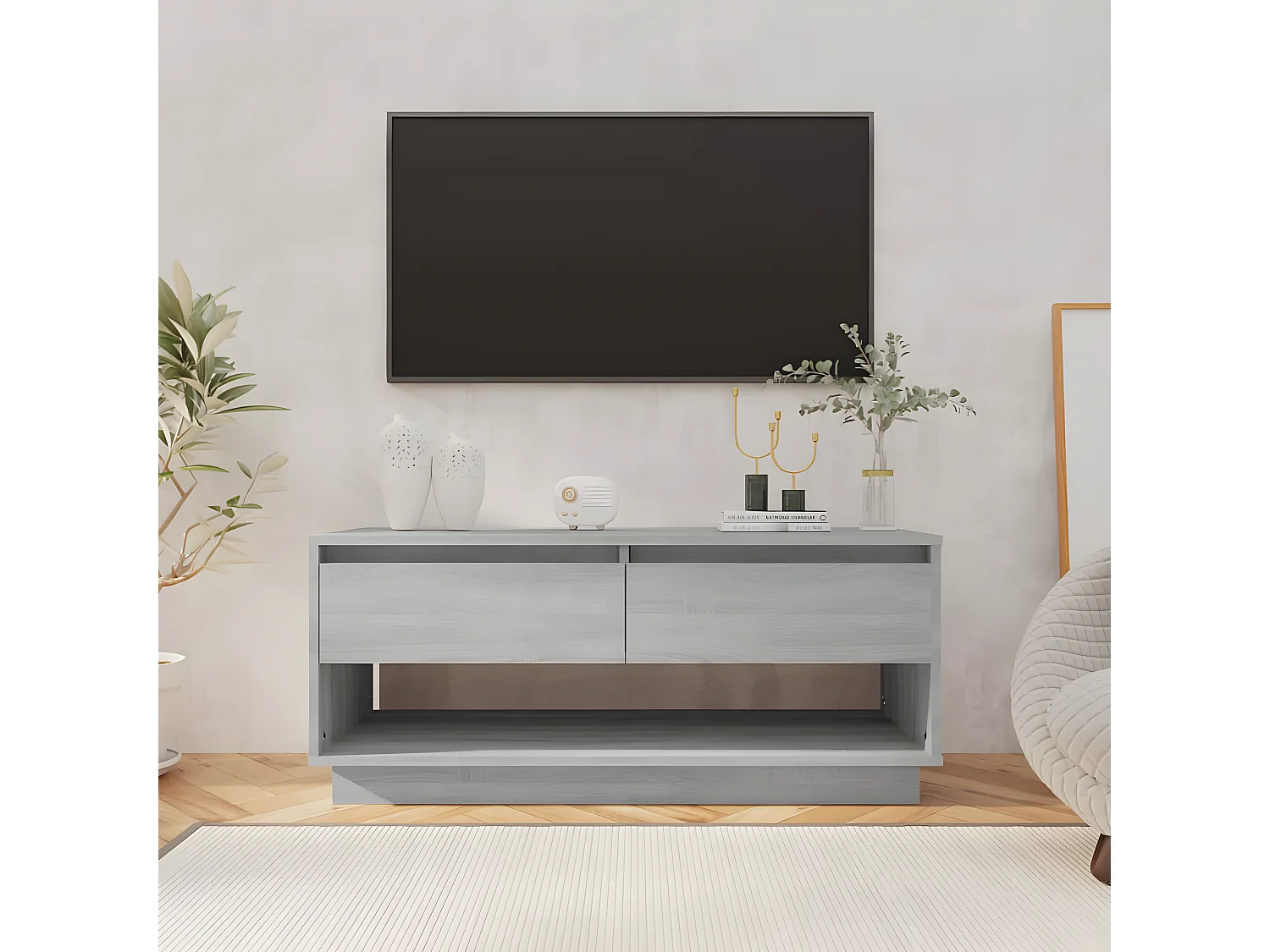 Mueble TV Sonoma gris aglomerado 102x41x44 cm