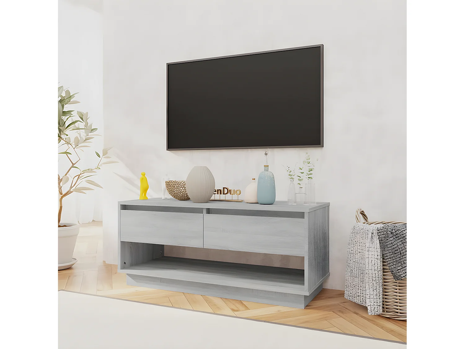 Mueble TV Sonoma gris aglomerado 102x41x44 cm