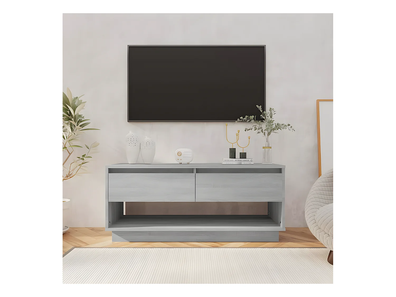 Meuble TV Sonoma gris 102x41x44 cm Aggloméré