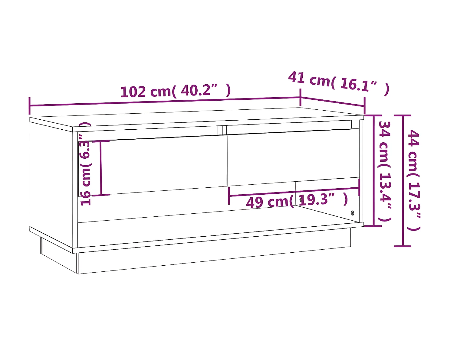 Meuble TV Sonoma gris 102x41x44 cm Aggloméré