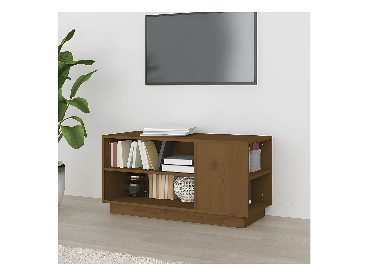 Meuble TV Marron miel 80x35x40,5 cm Bois de pin massif