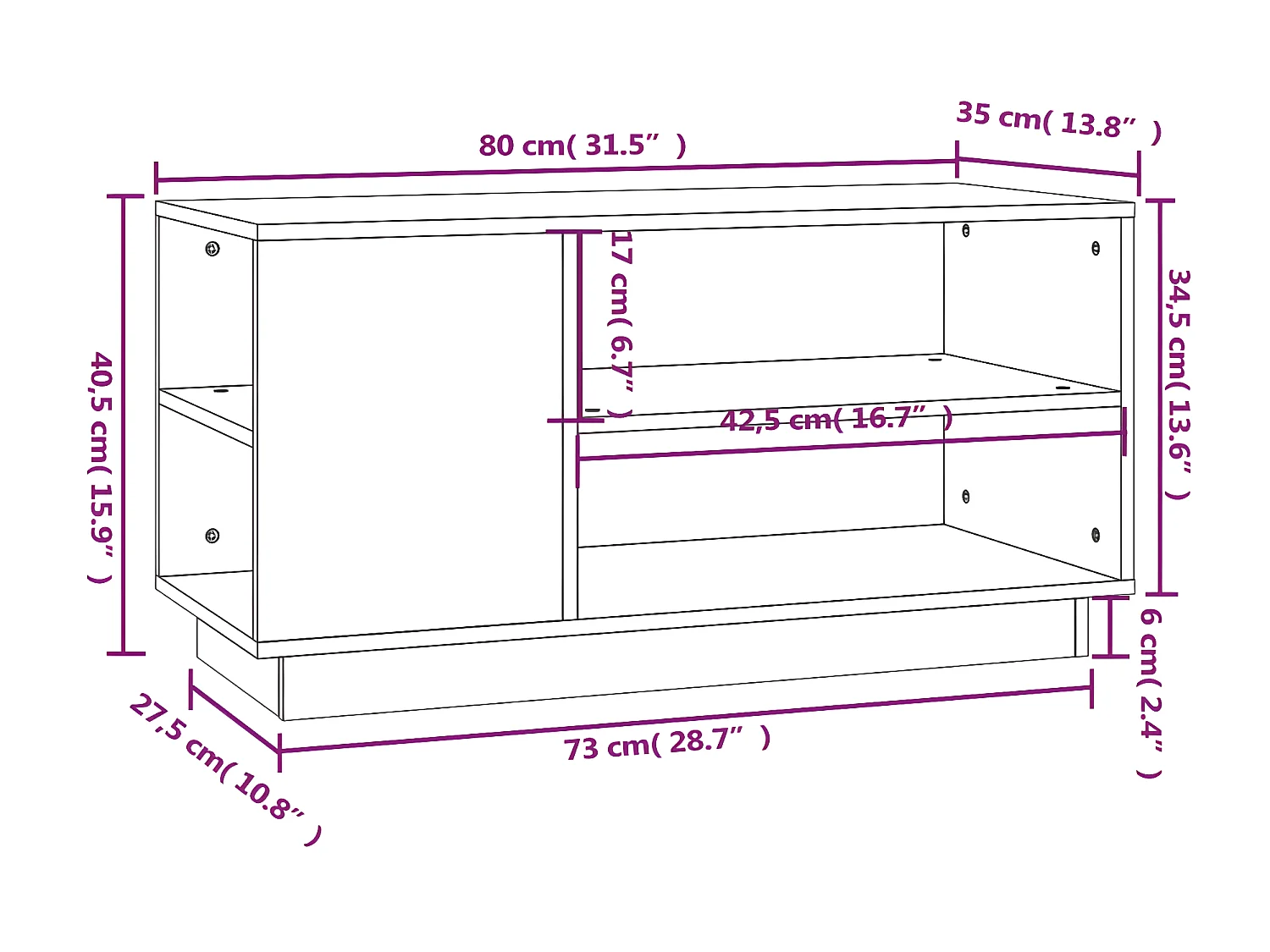 Meuble TV Marron miel 80x35x40,5 cm Bois de pin massif