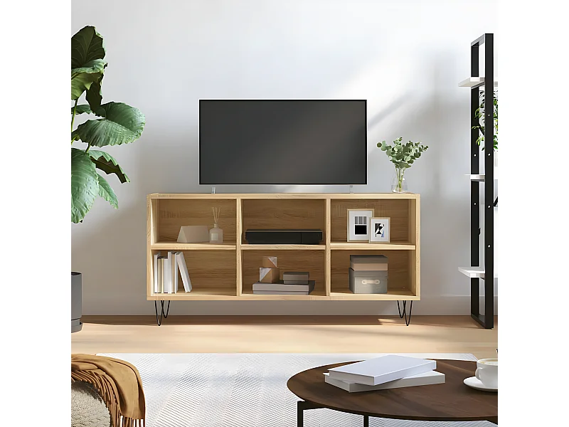 Mueble TV roble Sonoma 103,5x30x50 cm madera contrachapada