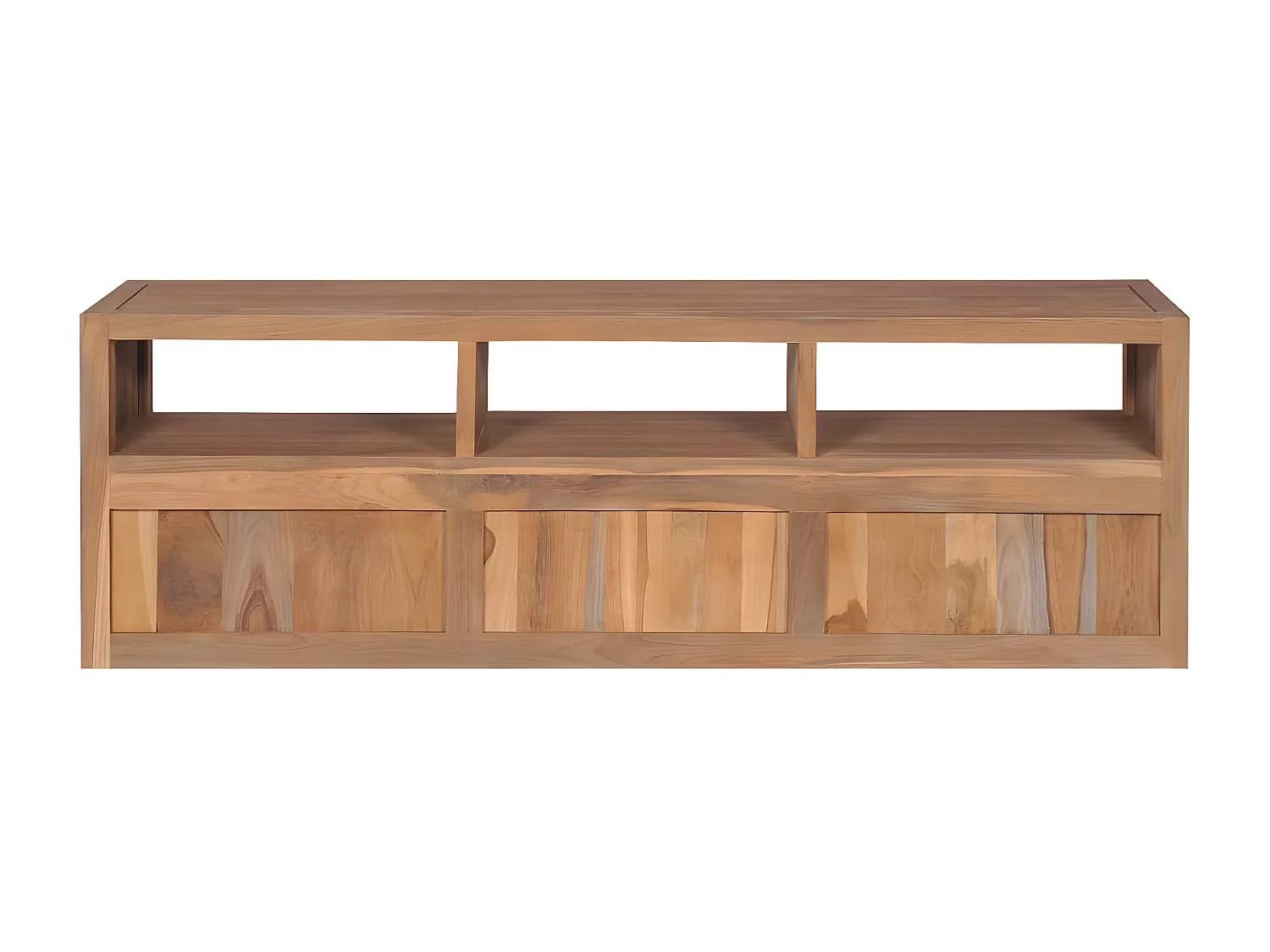Meuble TV Bois massif de teck et finition naturelle 120x30x40cm