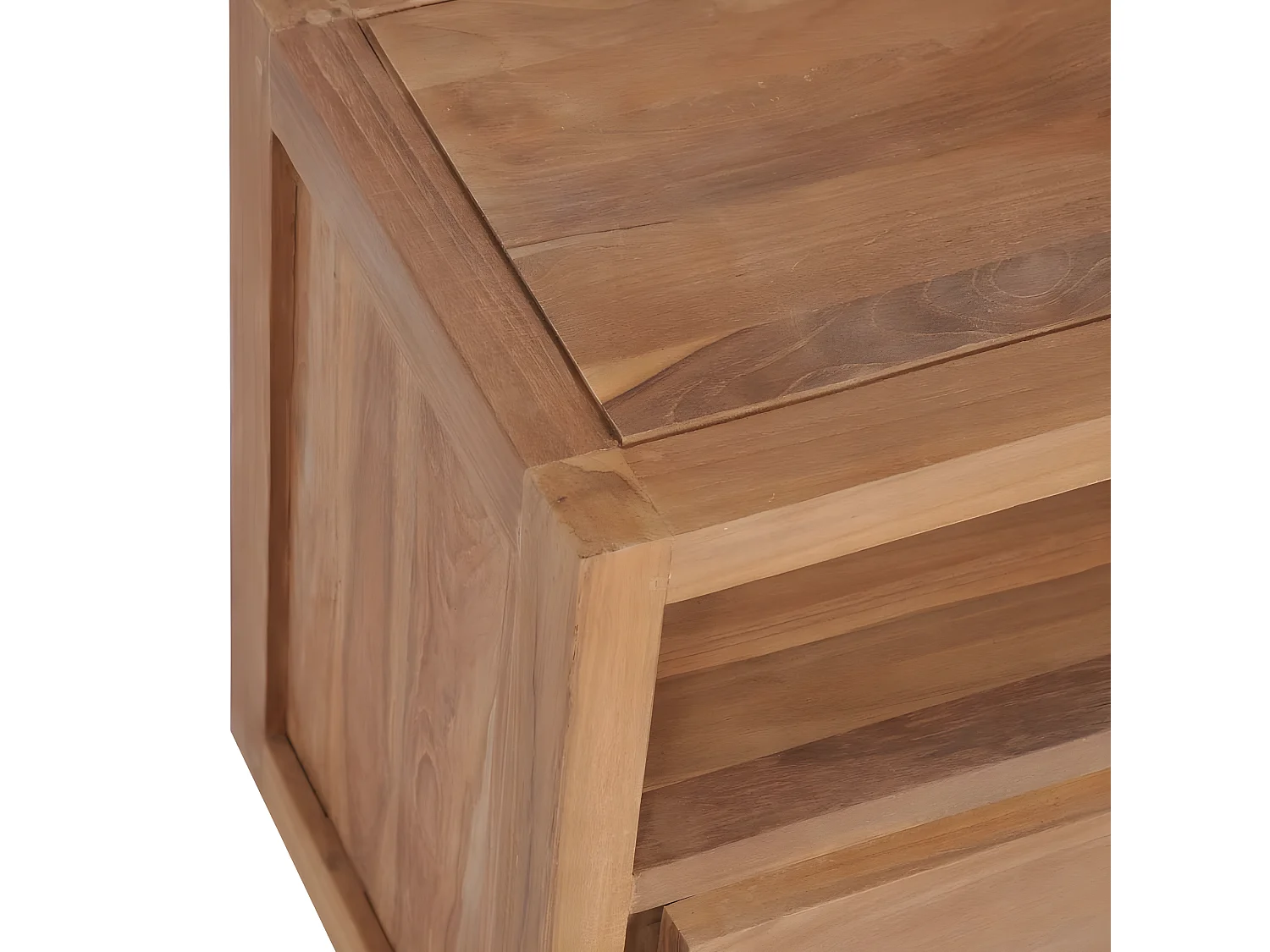 Meuble TV Bois massif de teck et finition naturelle 120x30x40cm