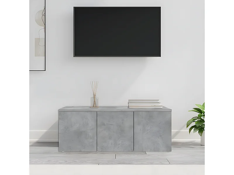 Meuble TV Gris béton 80x34x30 cm Aggloméré
