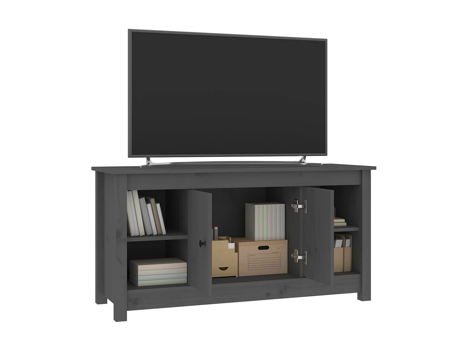 Meuble TV Gris 103x36,5x52 cm Bois de pin massif