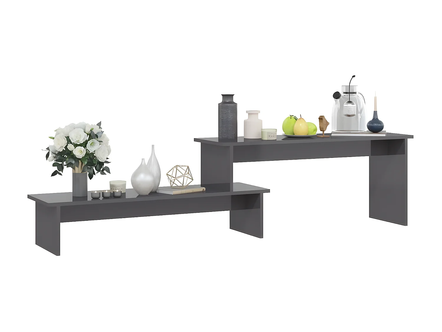 Meuble TV Gris brillant 180x30x43 cm Aggloméré