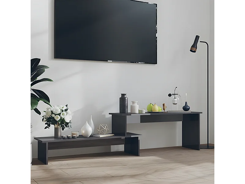 Meuble TV Gris brillant 180x30x43 cm Aggloméré
