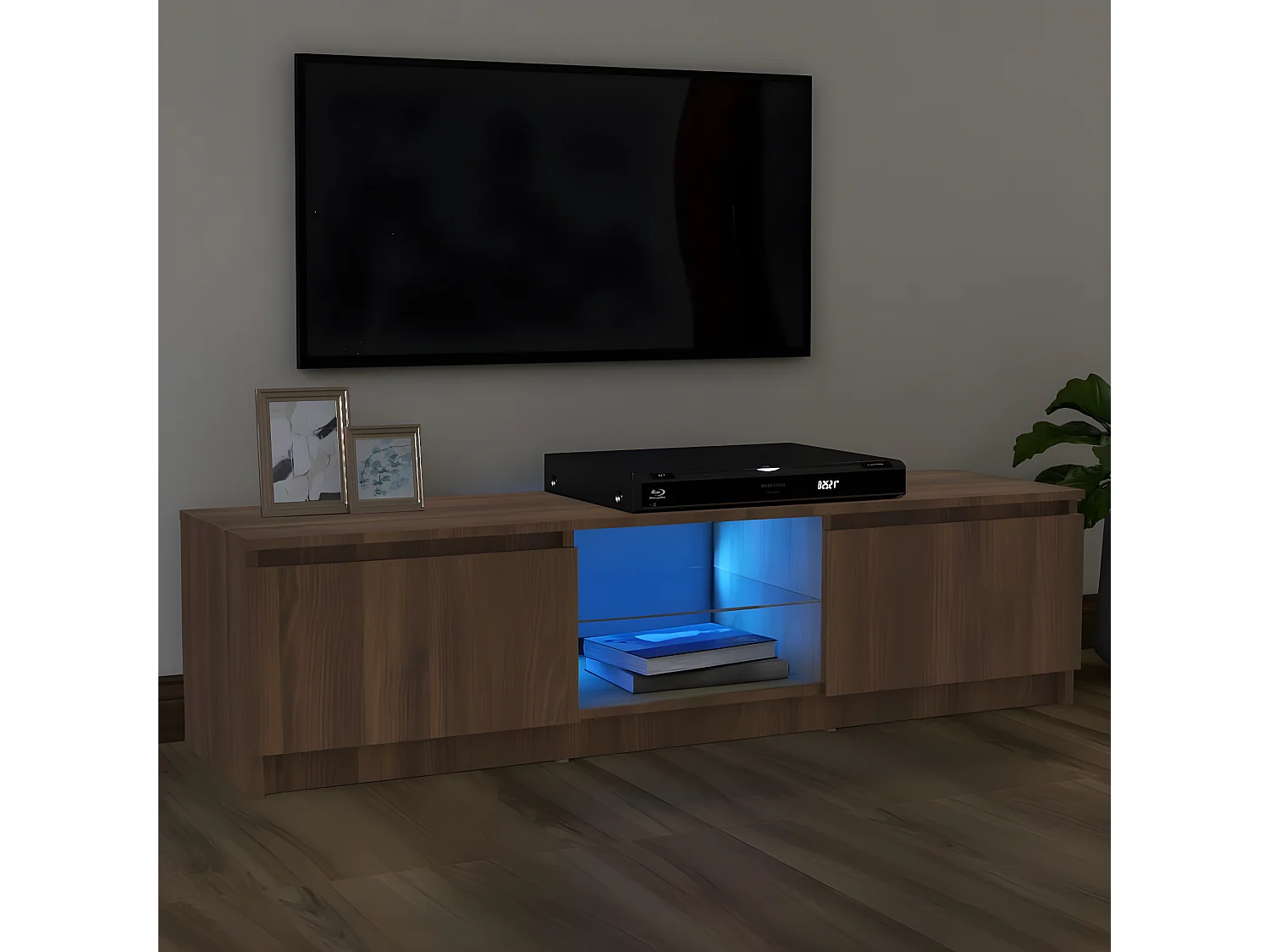 Meuble TV avec lumières LED chêne marron 120x30x35,5 cm