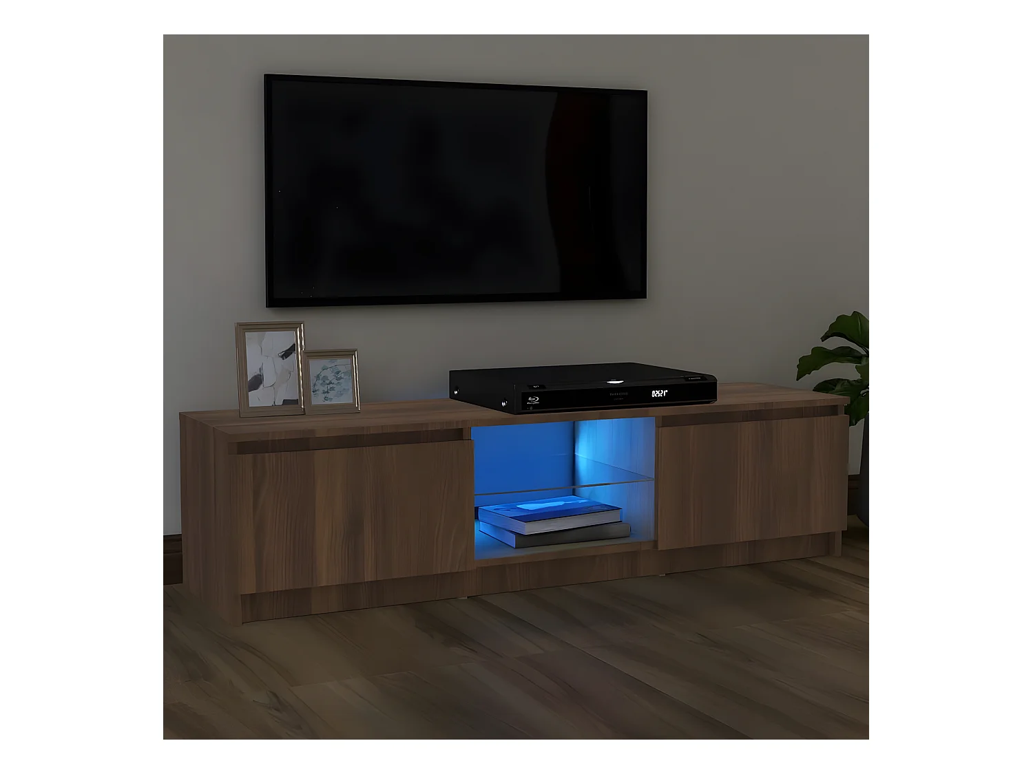 Meuble TV avec lumières LED chêne marron 120x30x35,5 cm