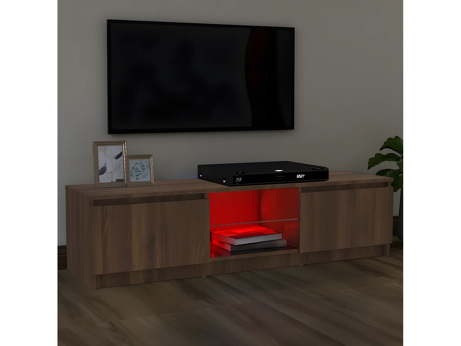 Meuble TV avec lumières LED chêne marron 120x30x35,5 cm