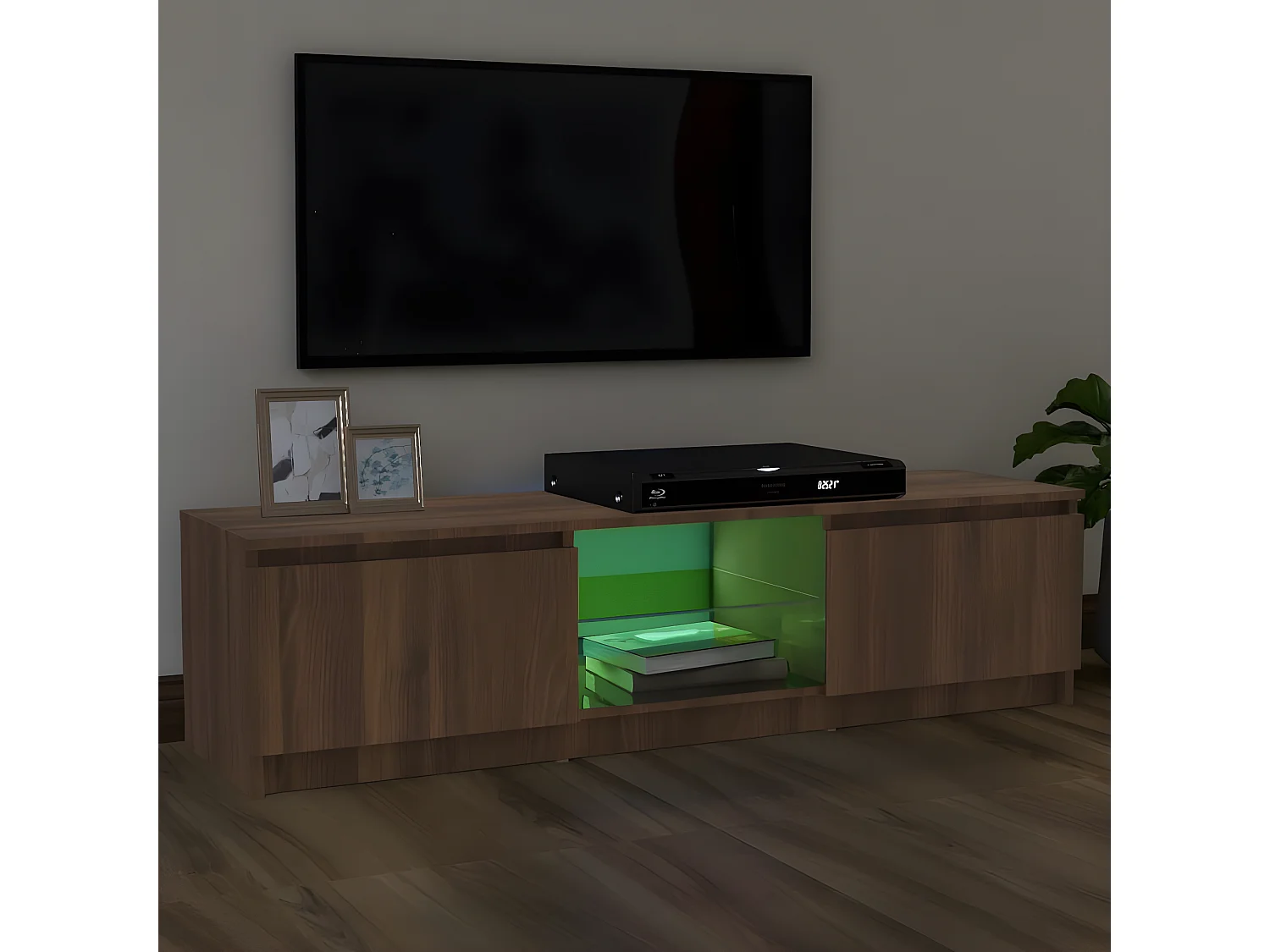 Meuble TV avec lumières LED chêne marron 120x30x35,5 cm