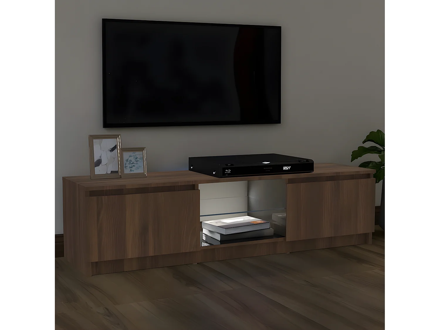 Meuble TV avec lumières LED chêne marron 120x30x35,5 cm