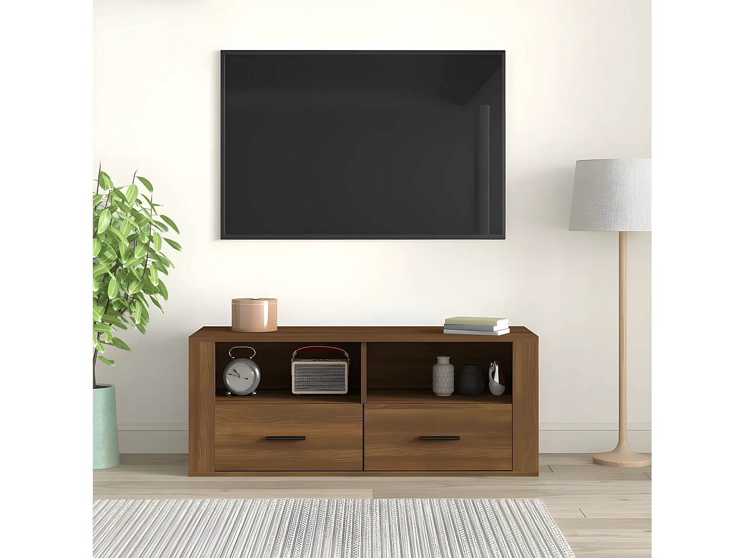 TV-meubel Bruin eiken 100x35x40 cm Bewerkt hout