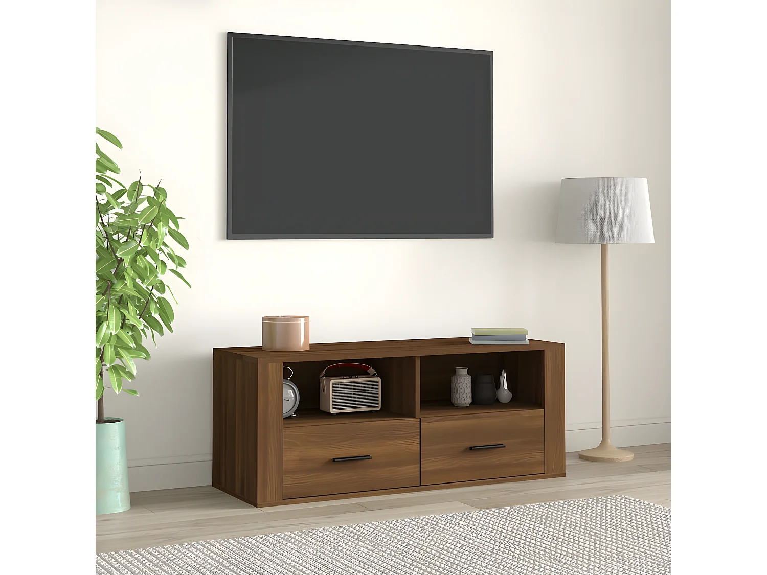 Meuble TV Chêne marron 100x35x40 cm Bois d'ingénierie