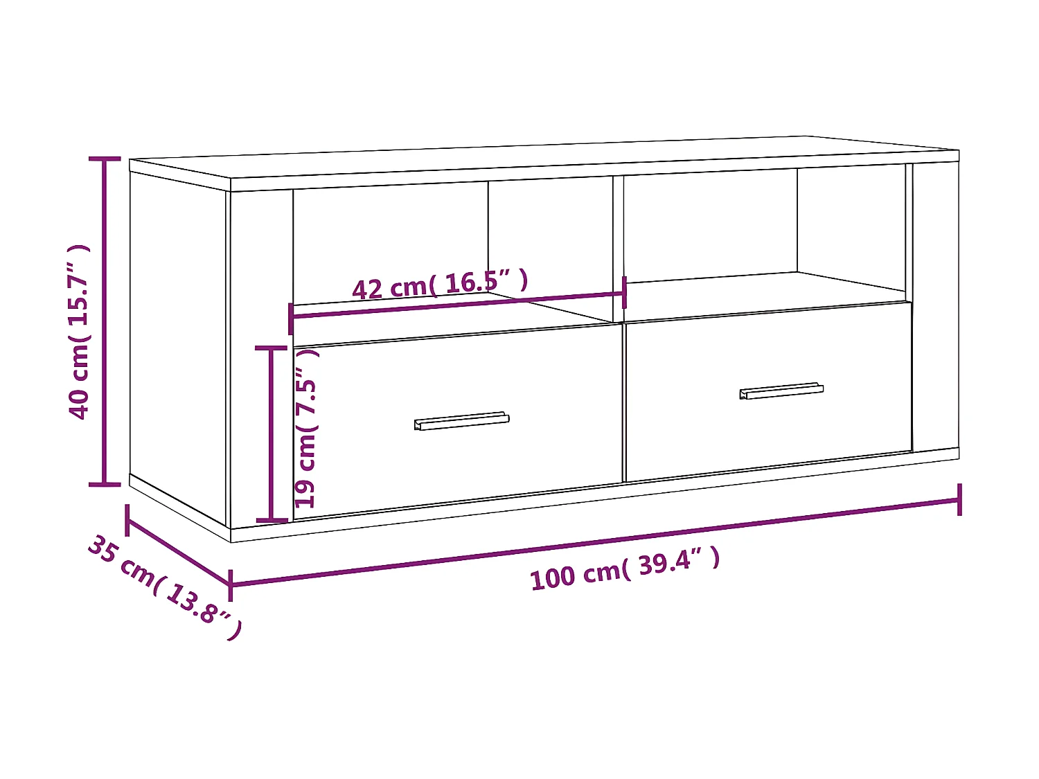 Meuble TV Chêne marron 100x35x40 cm Bois d'ingénierie