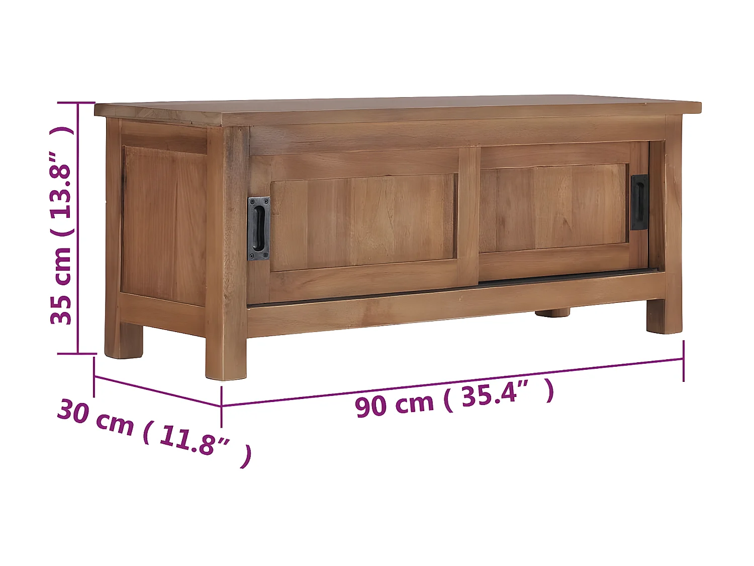 Meuble TV 90x30x35 cm Bois de teck massif