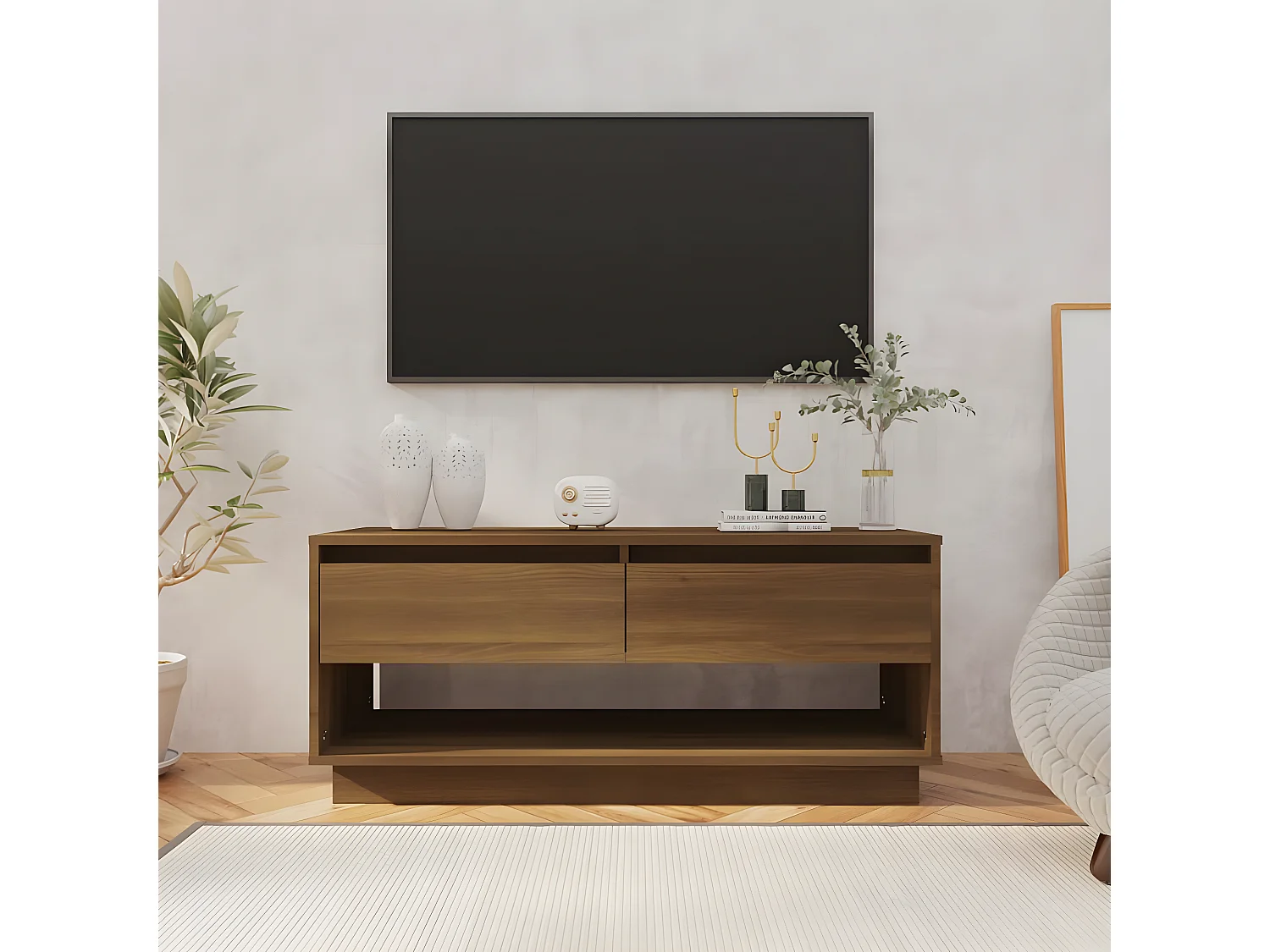 Meuble TV Chêne marron 102x41x44 cm Aggloméré