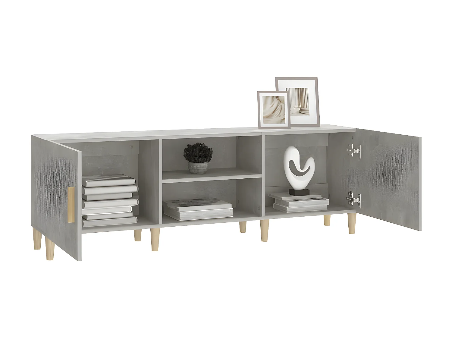 Mueble TV Gris cemento 150x30x50 cm Madera contrachapada