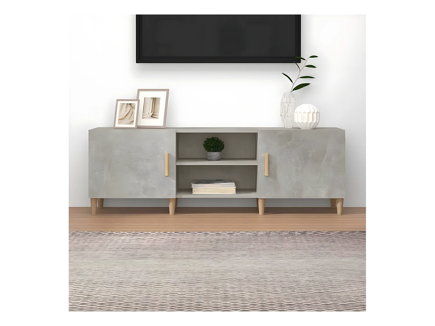 Meuble TV Gris béton 150x30x50 cm Bois d'ingénierie
