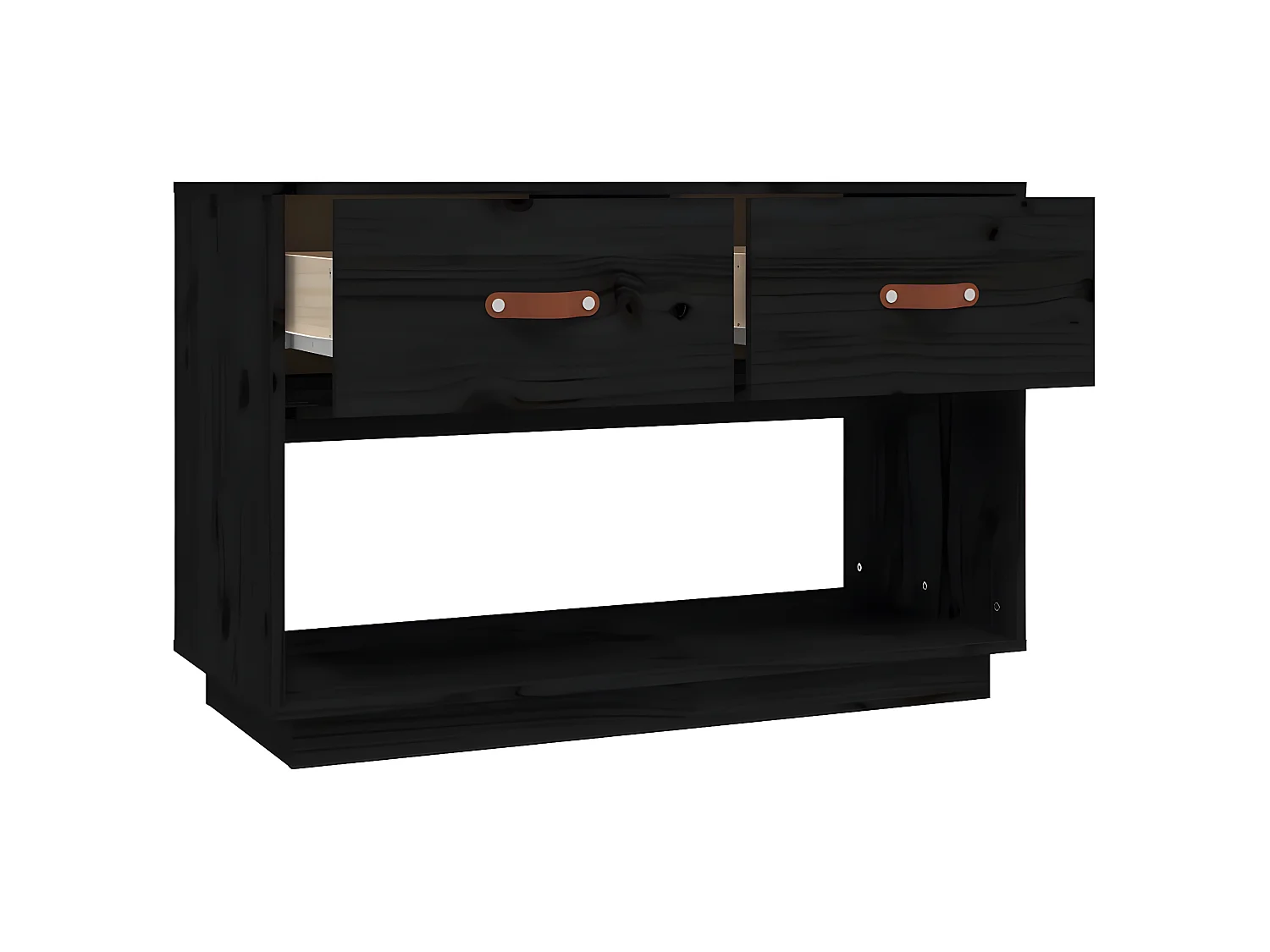 Meuble TV Noir 90x40x60 cm Bois de pin massif