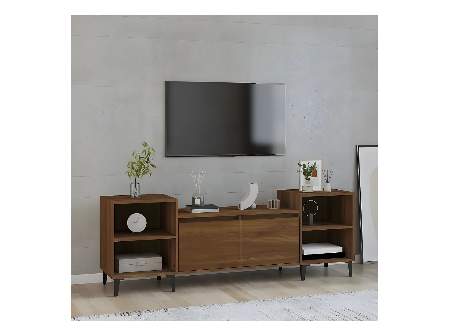 Meuble TV Chêne marron 160x35x55 cm Bois d'ingénierie