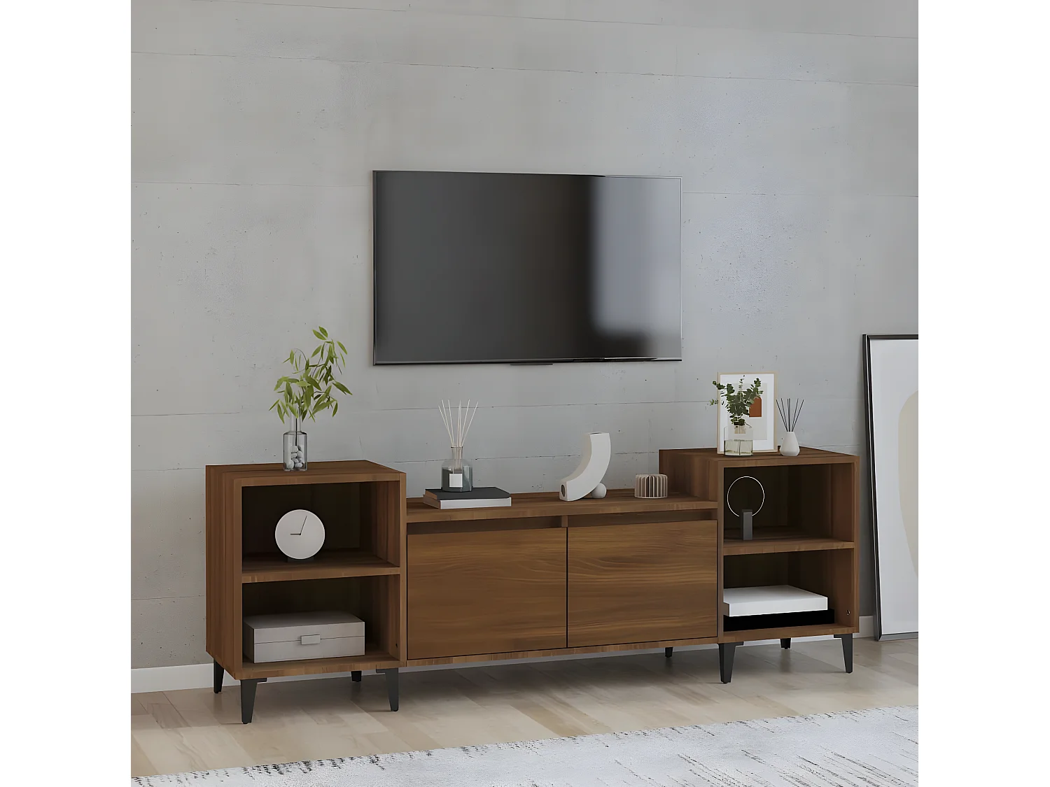 Meuble TV Chêne marron 160x35x55 cm Bois d'ingénierie