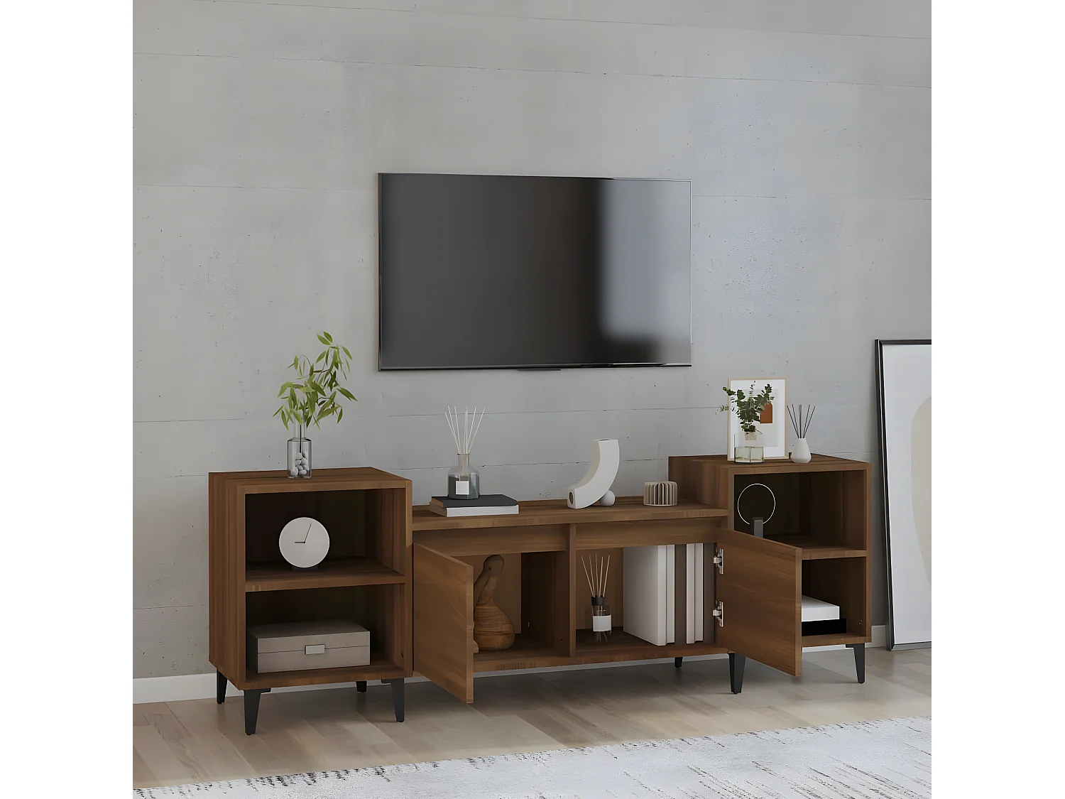 Meuble TV Chêne marron 160x35x55 cm Bois d'ingénierie